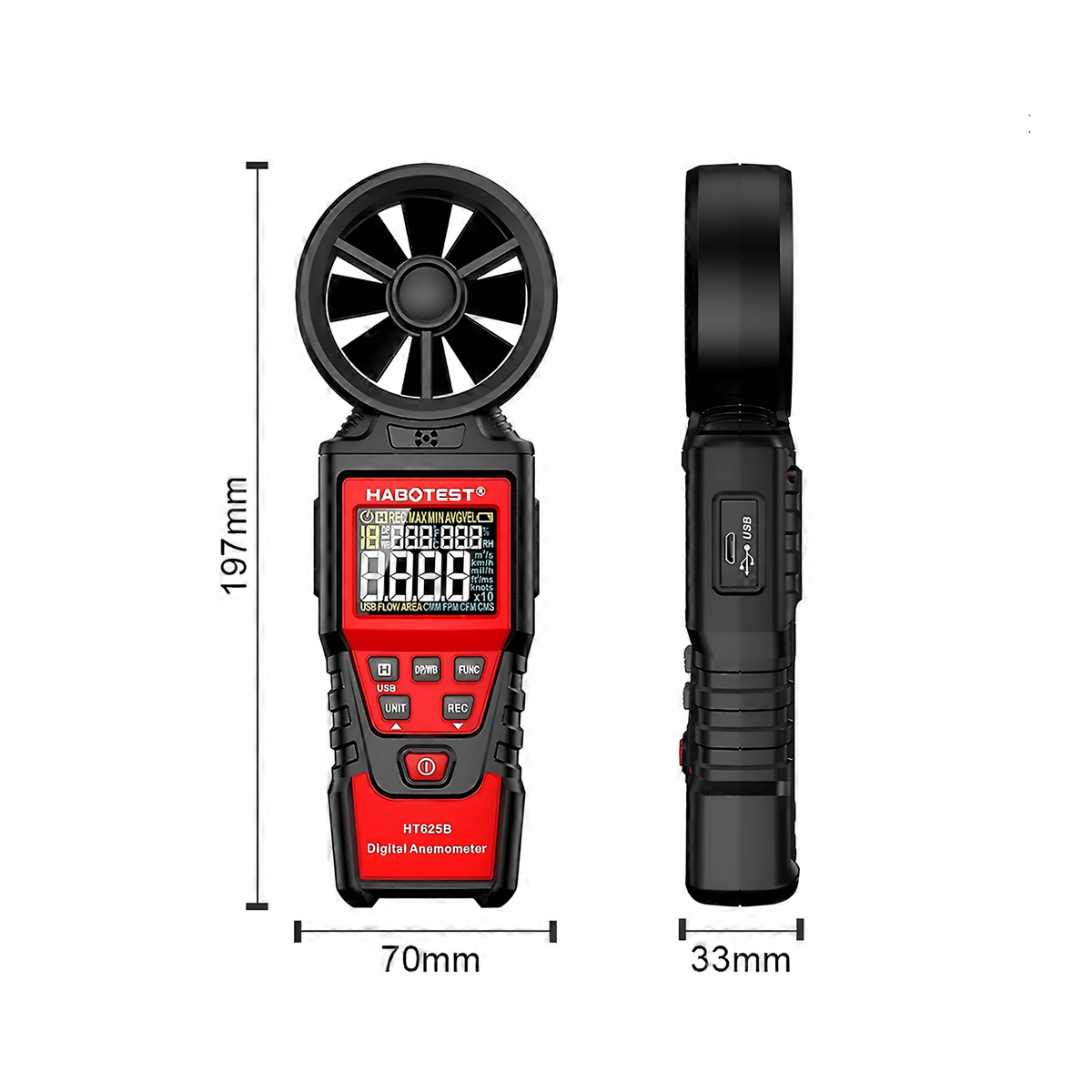 Habotest HT625B - Anemometro de Paleta