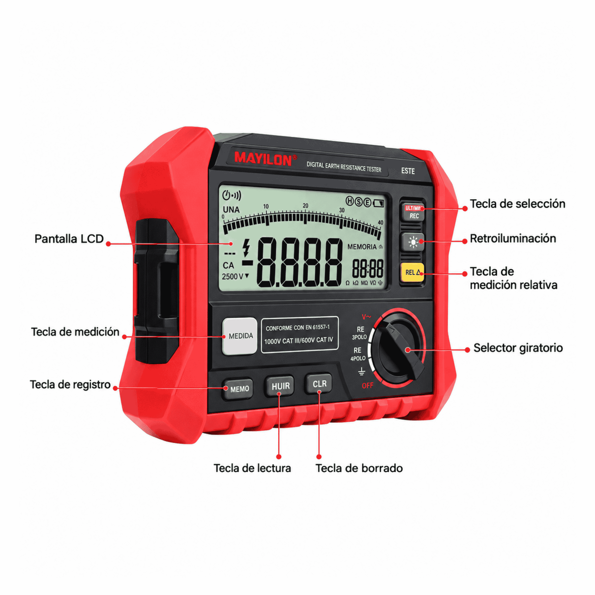 Habotest HT2302 - Telurimetro Medidor de Resistencia de Tierra
