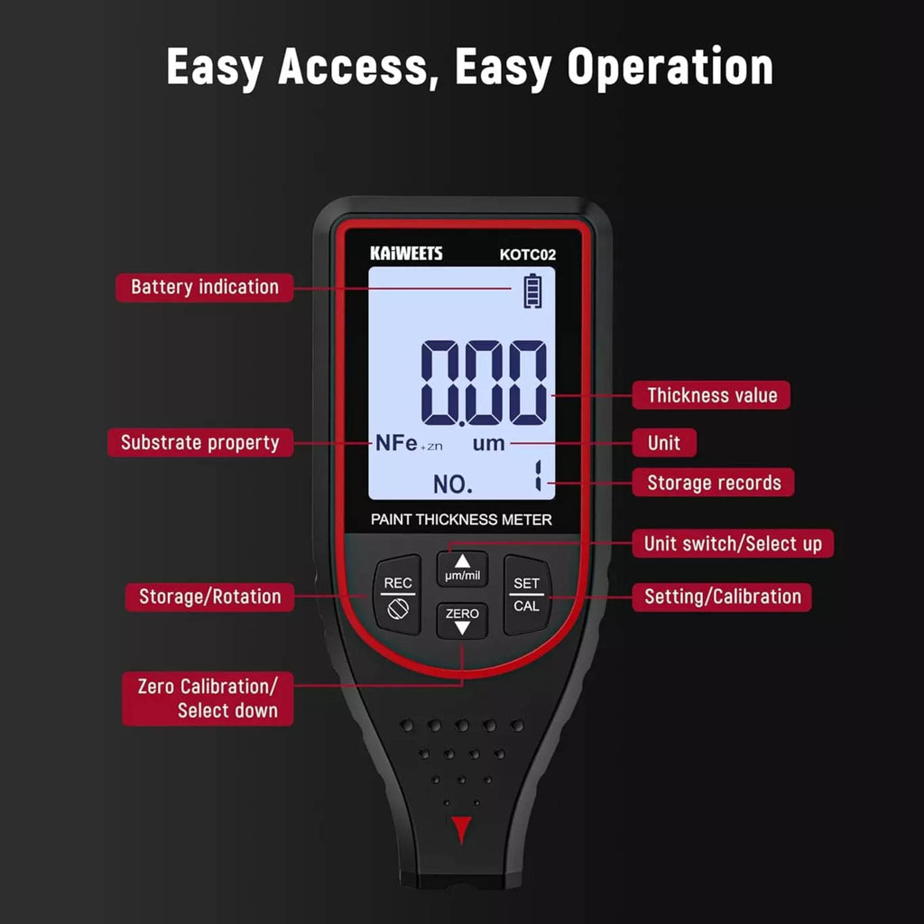 Medidor de Recubrimiento KAIWEETS KOTC02
