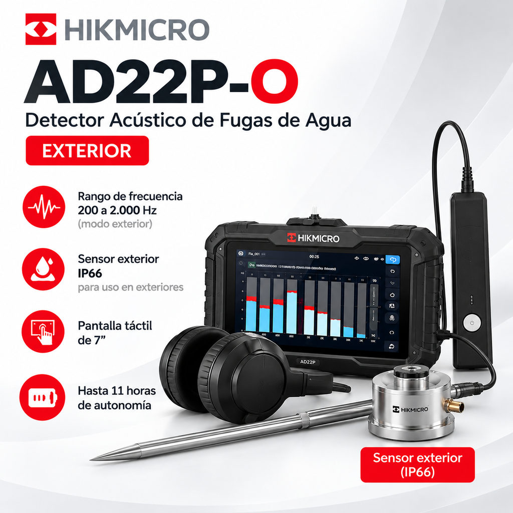 Detector Acústico de Fugas de Agua HIKMICRO AD22P-O para Exteriores