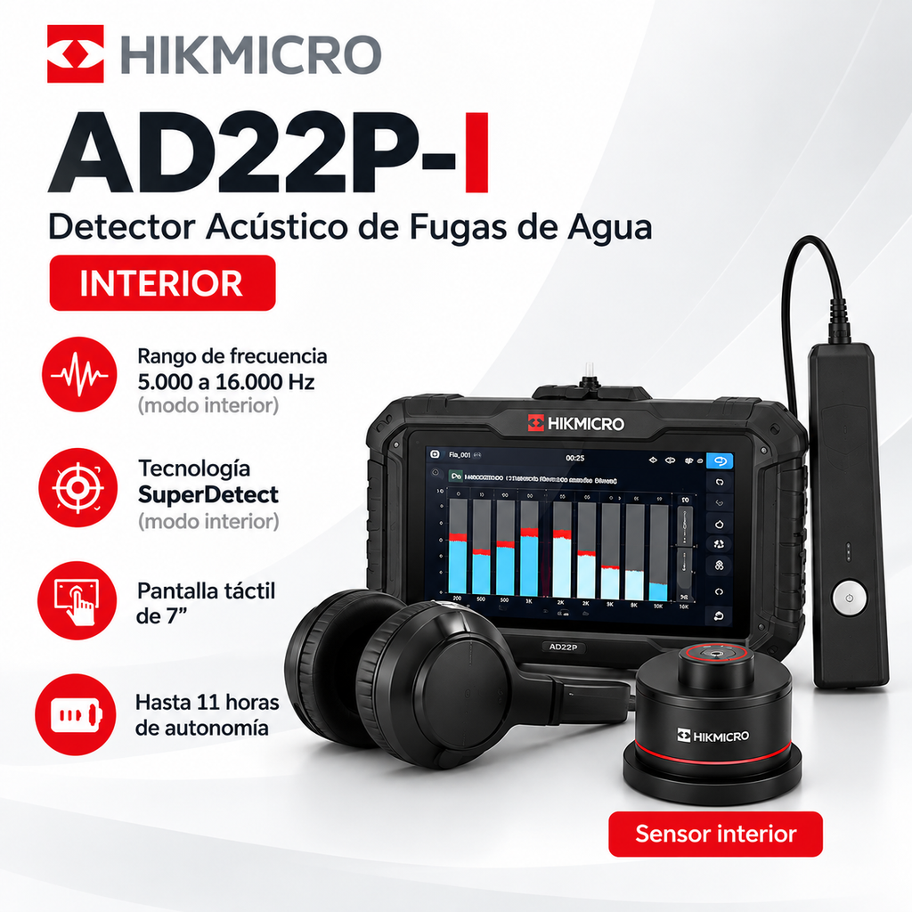 Detector Acústico de Fugas de Agua HIKMICRO AD22P-I para Interiores
